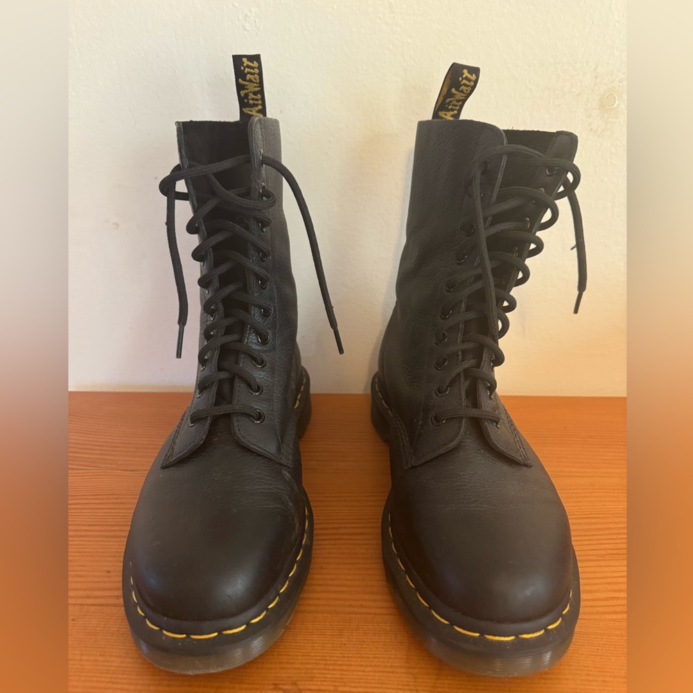 Dr. Martens 1490 Virginia Leather Mid Calf Lace Up Boot, Black